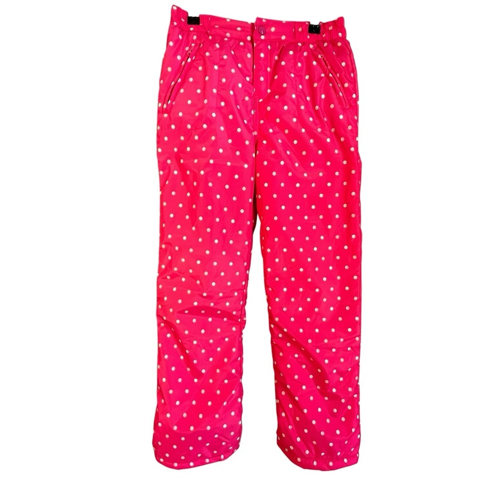 Girls Gymboree Snow Ski Pants Pink White Polka Dots Size Large 10-12